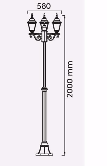 Lampione nero classico alto tre luci design lanterna ip44