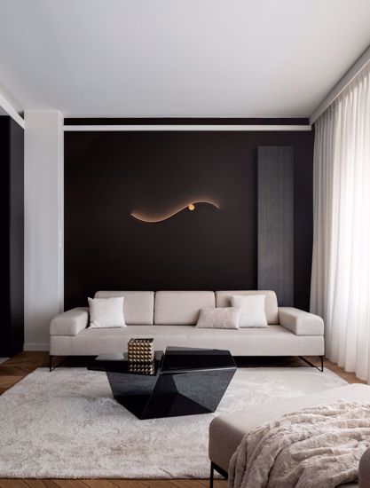 Applique moderna nero oro design da parete 20w 3000k per soggiorno