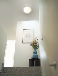Plafoniera rotonda 40cm bianca in gesso verniciabile diffusore di vetro