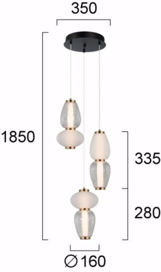 Lampadario 3 luci a sospensione grappolo sfere vetro acrilico per soggiorno