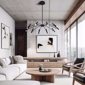 Lampadario per soggiorno design moderno nero led 50w 3000k dimmerabile