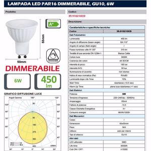 Fp life lampadina led gu10 6w ottica 110 3000k dimmerabile 480lm fine scorte