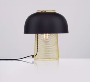 Lampada da comodino design moderna cupola metallo nero oro lucido