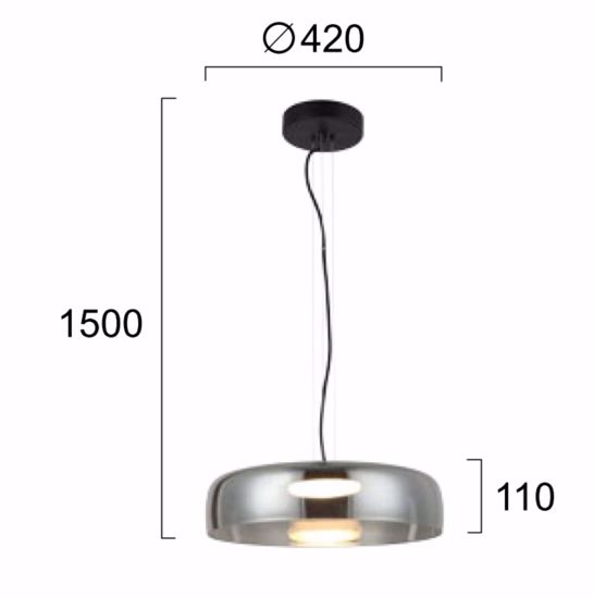 Lampadario per cucina cupola design vetro ambra trasparente led 3000k