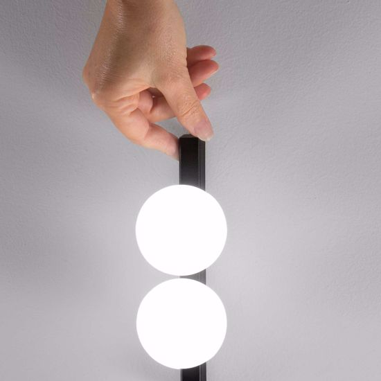 Ideal lux ping pong ap2 applique led 3000k nera due luci bocce vetro