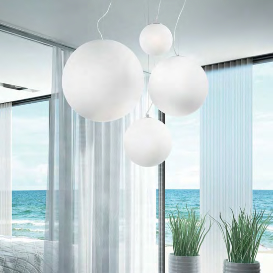 Lampada mapa bianco ideal lux sp1 d50 boccia di vetro bianco 50cm