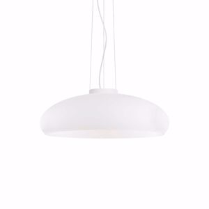 Aria ideal lux lampadario da cucina moderna cupola vetro bianco schiacciata