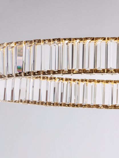 Sospensione oro anello di cristalli per soggiorno 80cm led dimmerabile 3500k