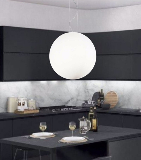 Lampada mapa bianco ideal lux sp1 d50 boccia di vetro bianco 50cm