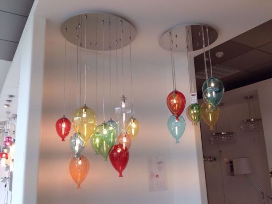 Ideal lux clown sospensione per salotto palloncini vetro sp8 color
