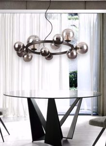 Perlage sp11 ideal lux sospensione circolare nero sfere vetro per soggiorno
