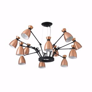 Grande lampadario sospensione 12 luci orientabili metallo colore rame