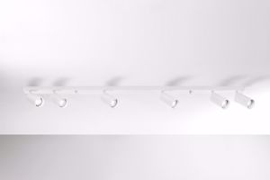 Plafoniera binario bianco 6 luci gu10 120cm con faretti orientabili