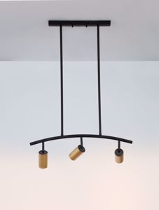 Lampadario a soffitto da cucina 3 luci nero oro con faretti orientabili