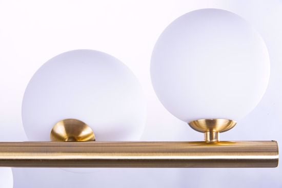 Lampadario sfere vetro design per tavolo soggiorno moderno oro ottone 120cm