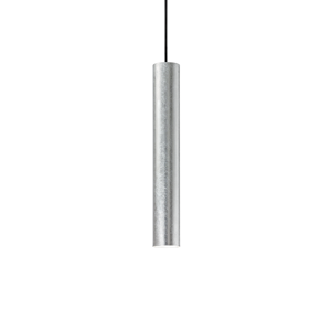 Ideal lux look lampada sospesa per isola cilindro metallo foglia argento