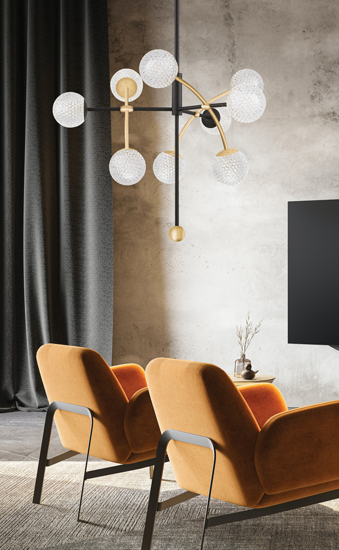 Lampadario nero oro design per soggiorno salotto moderno chic