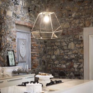 Orangerie sp1 small ideal lux lampada a sospensione per isola cucina brunito vetro cavo regolabile