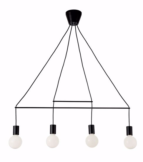 Sospensione 4 luci nero minimale lampadine pendenti per tavolo da soggiorno