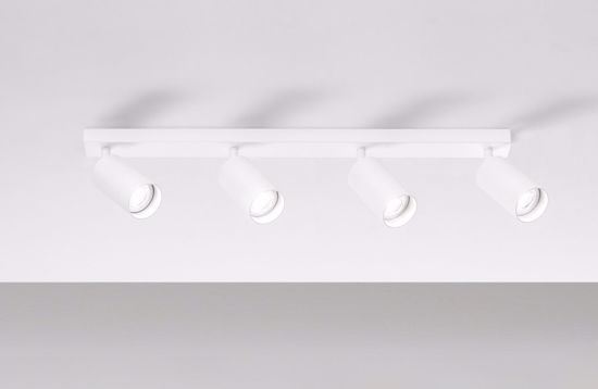 Plafoniera bianca binario da parete soffitto 4 luci spot orientabili gu10 isyluce