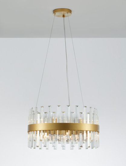 Sospensione di cristalli lampadario oro per soggiorno elegante