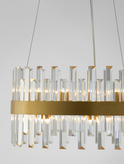 Sospensione di cristalli lampadario oro per soggiorno elegante