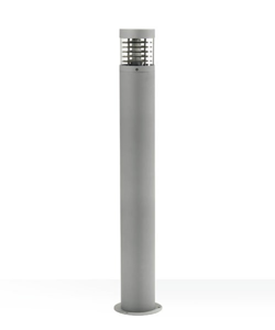 Lampione da giardino 110cm cilindro alluminio ip55 grigio e27 per esterno