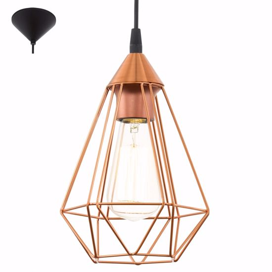 Lampada a sospensione vintage in metallo colore rame