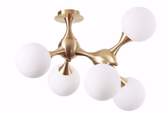 Nodi pl5 ideal lux plafoniera moderna nodi oro ottone per soggiorno 5 sfere bianche