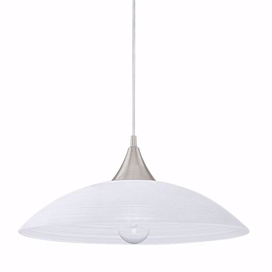 Lampadario per cucina piatto in vetro bianco rigato