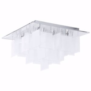 Plafoniera per soggiorno moderno vetri bianchi quadrati