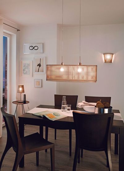 Lampadario ovale legno acero per tavolo da pranzo