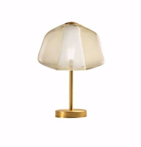 Lampada da comodino toplight double skin moderna oro vetro soffiato ambra