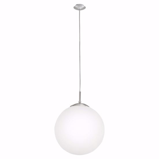 Lampadario pendente per isola cucina moderna sfera vetro bianco