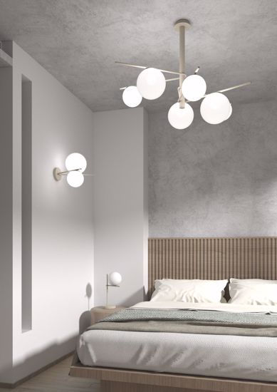 Lampada da comodino colore sabbia moderna top light boomerang