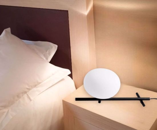 Mikado miloox abat jour lampada da comodino nera vetro bianco per camera da letto