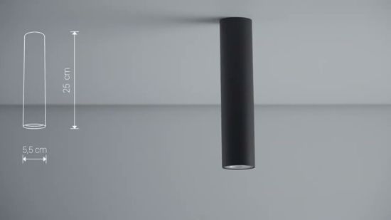 Faretto led cilindro da soffitto nero in metallo