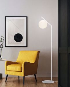 Piantana design moderno bianca sfera di vetro per interni