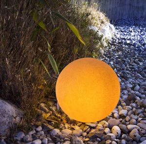 Lampada da terra sfera 55cm ip65 da giardino colore ligneo linea light oh! mars