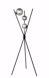 Piantana moderna corolla ondaluci tre piedi metallo nero sfere vetro per soggiorno