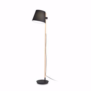 Ideal lux axel pt1 lampada da terra nera legno naturale