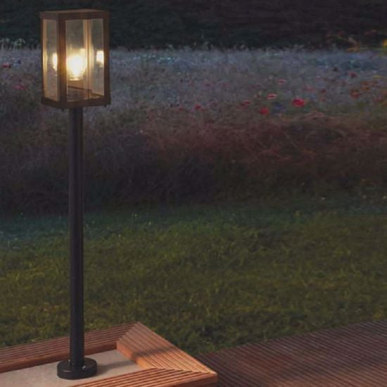 Lampione luce da giardino lanterna ip44 nero diffusore vetro