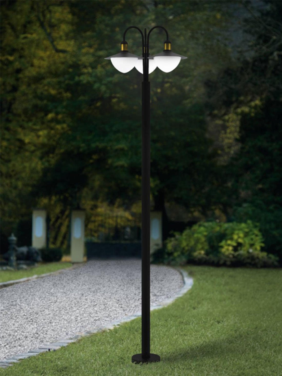 Lampione alto da giardino nero tre luci ip44 per esterni