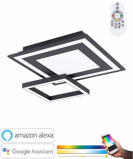 Plafoniera nera led 21w dimmerabile 2700k-6500k rgb con app o telecomando