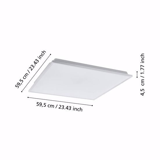 Plafoniera quadrata 60cm bianca led dimmerabile 32w tramite app