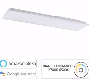 Plafoniera led 120x30 rettangolare bianca 32w tramite app  