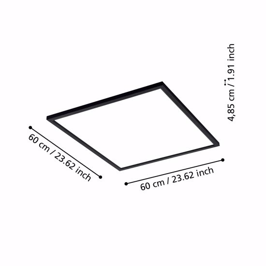 Plafoniera quadrata nero led da 2700k a 6500k 34w 60x60 cm  dimmerabile con app