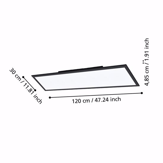 Plafoniera led rettangolare nera 120x30 cm 33w dimmerabile da 2700k a 6500k