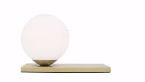 Abatjour lampada da comodino oro sfera bianca moderna
