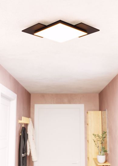 Plafoniera   led 12w 3000k nero legno